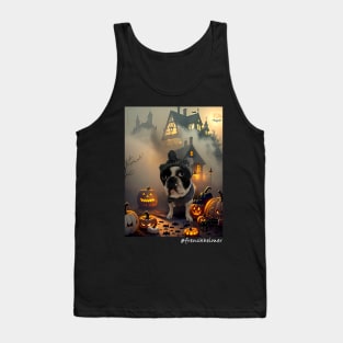 Halloween Frenchie in a spooky scene Tank Top